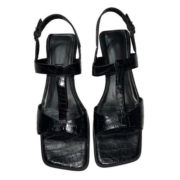 BANDOLINO *Vintage* (EUC) Kendra Black Leather T Strap Sandals, Size 9.5 - Picture 5 of 12